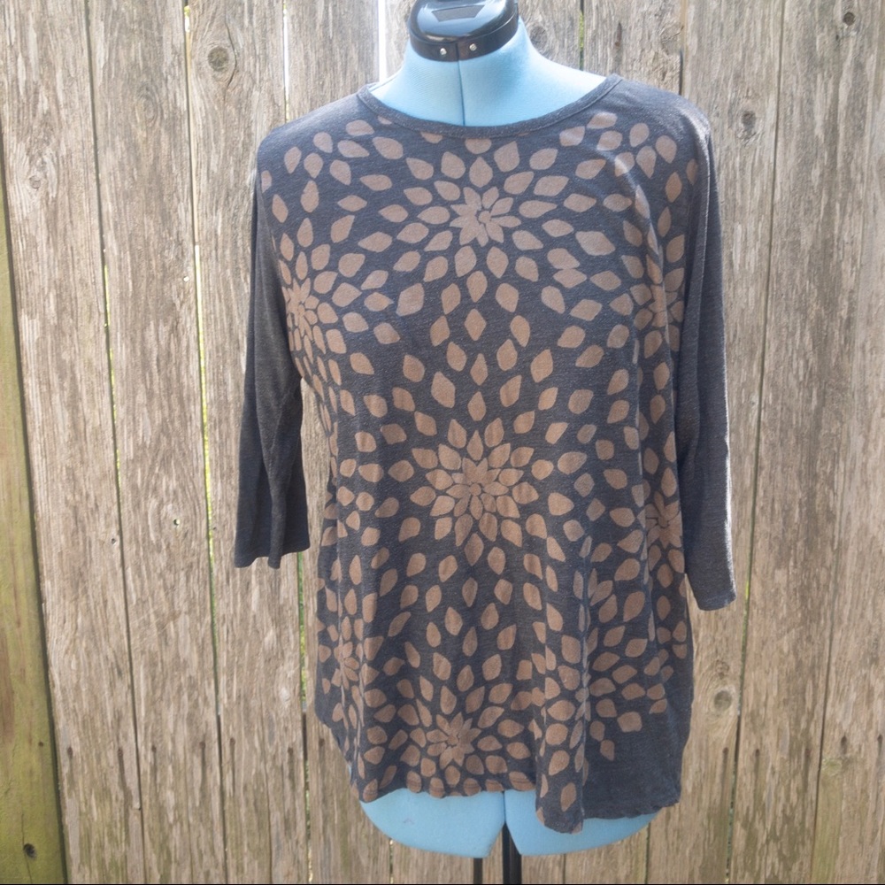 Lucky brand gray top, 3/4 sleeve